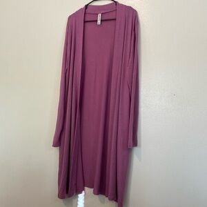 Zenana outfitters mauve long sleeve pocket open cardigan 2xl